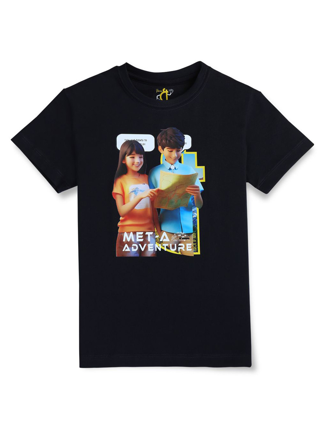 

Gini and Jony Boys Graphic Printed Round Neck Cotton T-shirt, Navy blue