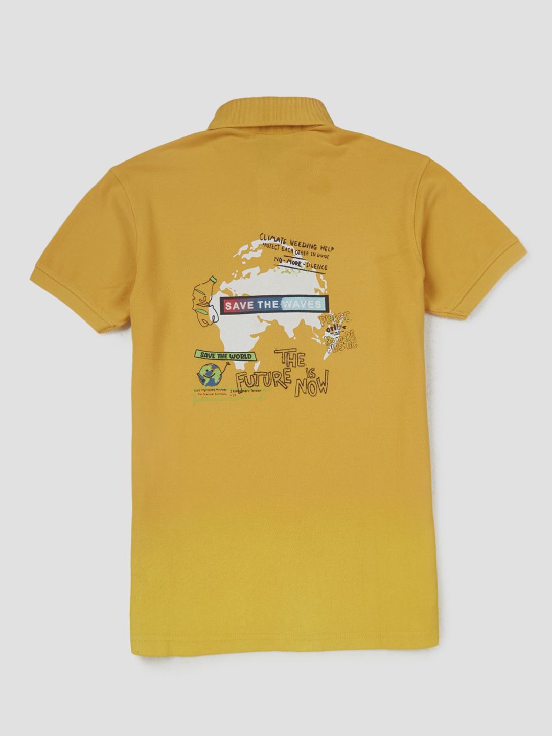 

Gini and Jony Boys Graphic Printed Polo Collar Cotton T-shirt, Mustard
