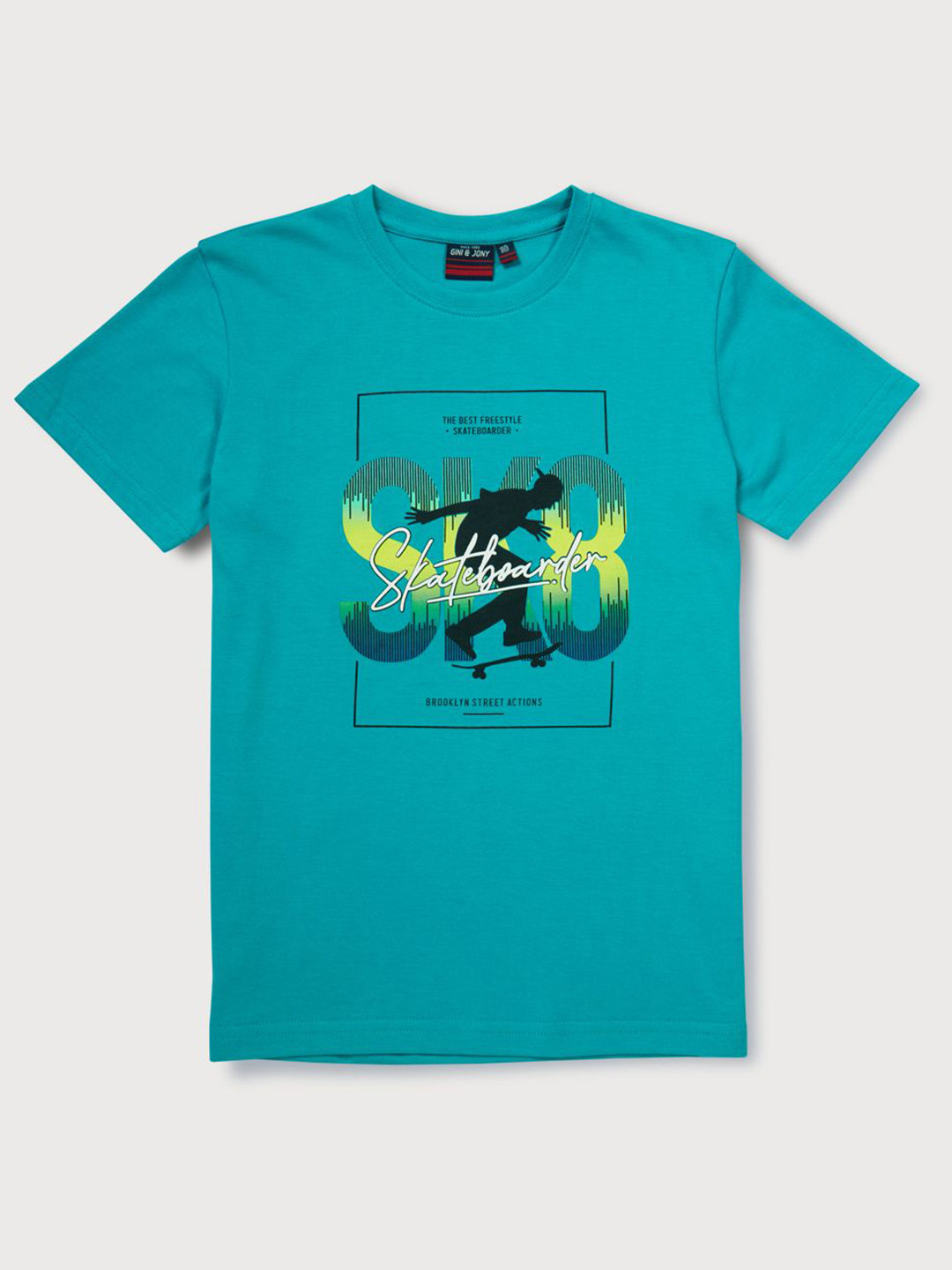 

Gini and Jony Boys Graphic Printed Round Neck Cotton T-shirt, Blue