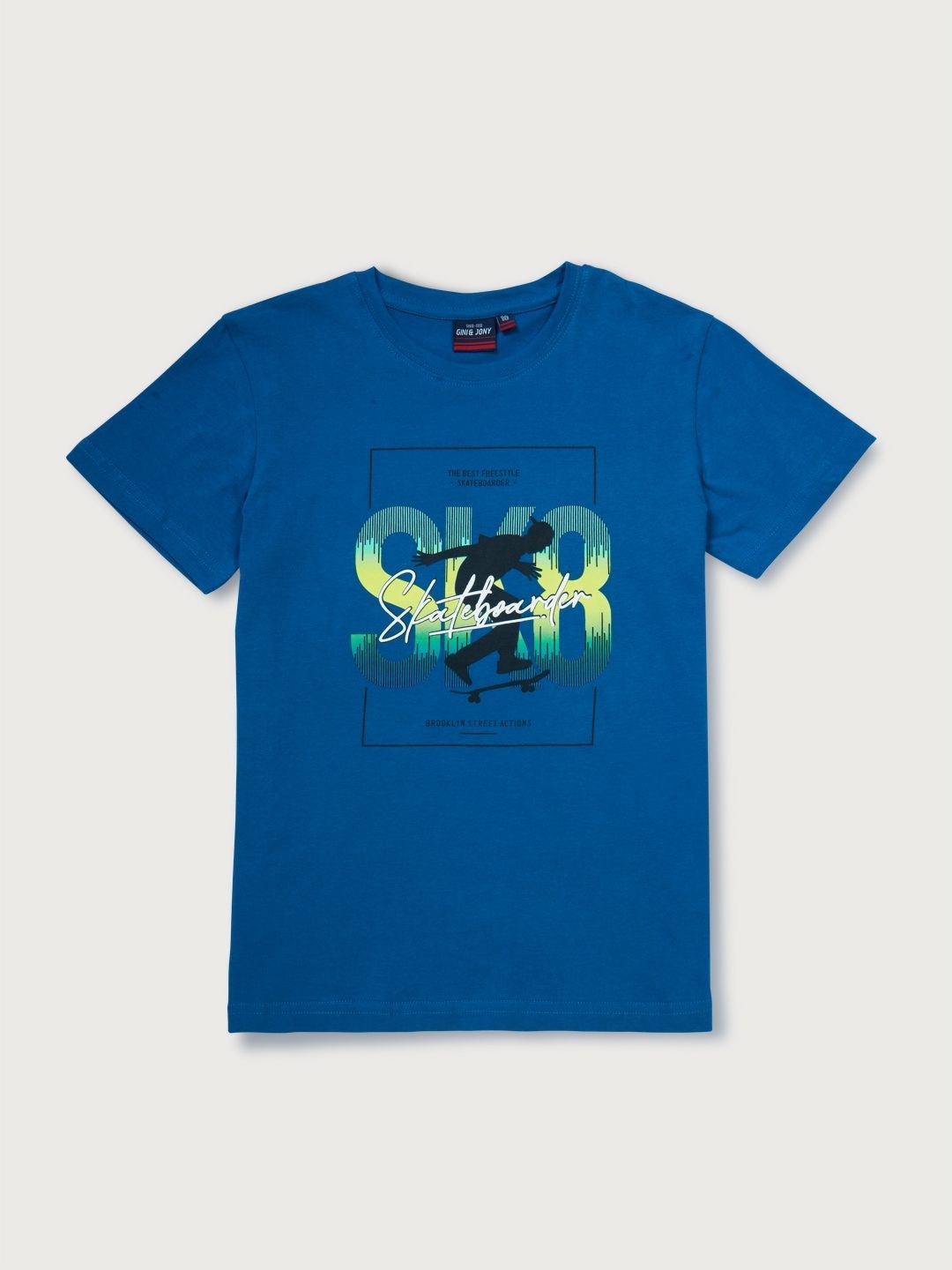 

Gini and Jony Boys Graphic Printed Round Neck Cotton T-shirt, Blue