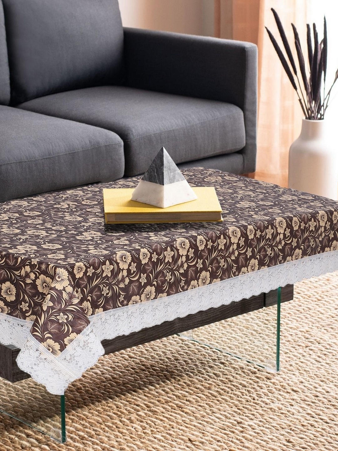 

LooMantha Beige & Brown Floral Printed 4 Seater Table Cover
