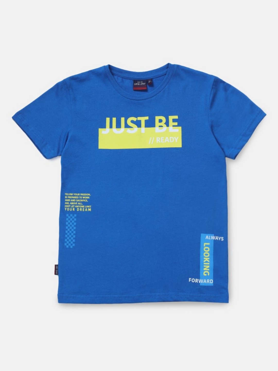 

Gini and Jony Boys Typography Printed Round Neck Cotton T-shirt, Blue
