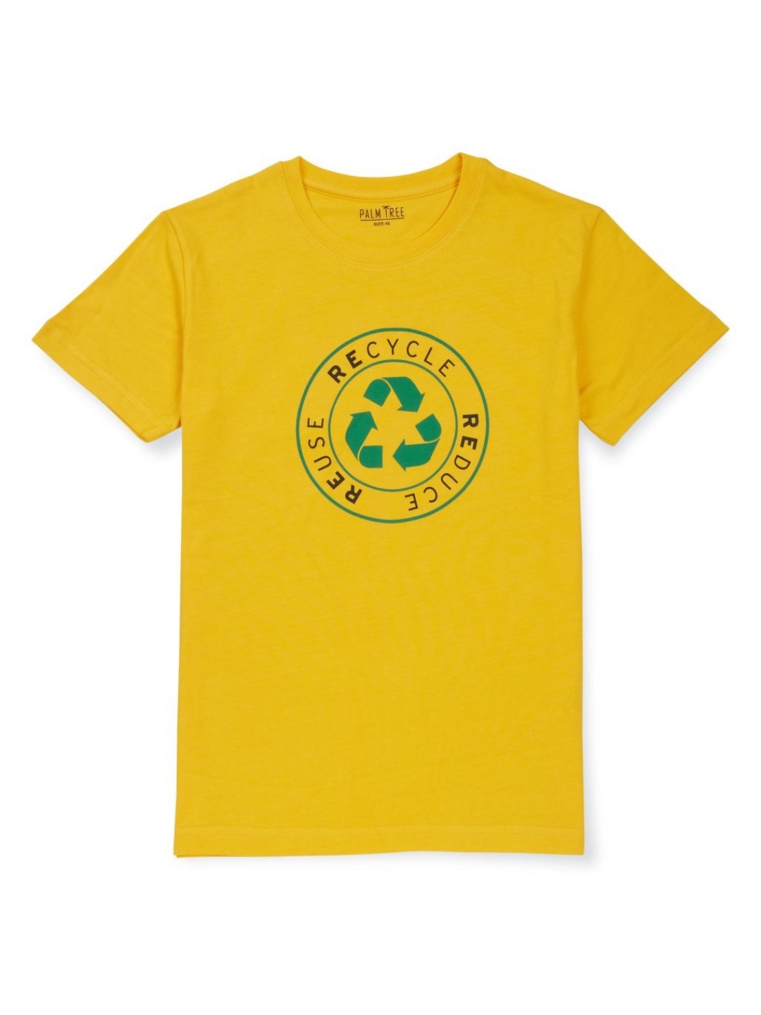 

Palm Tree Boys Graphic Printed Round Neck Cotton T-Shirt, Yellow