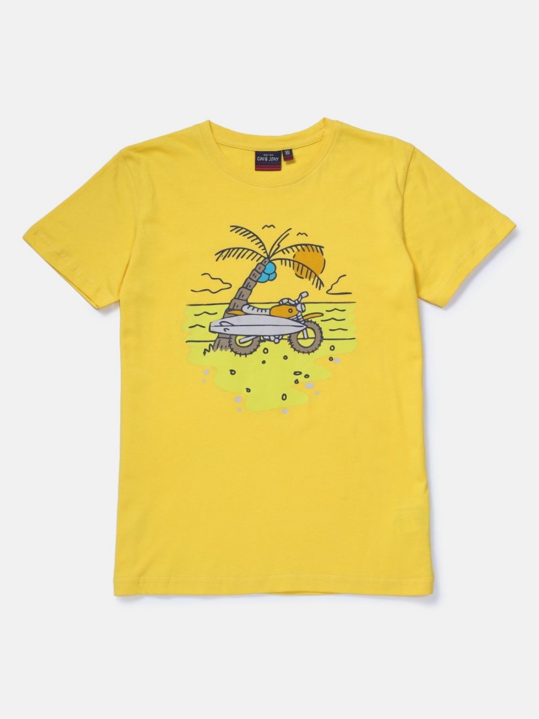 

Gini and Jony Boys Graphic Printed Round Neck Cotton T-shirt, Yellow