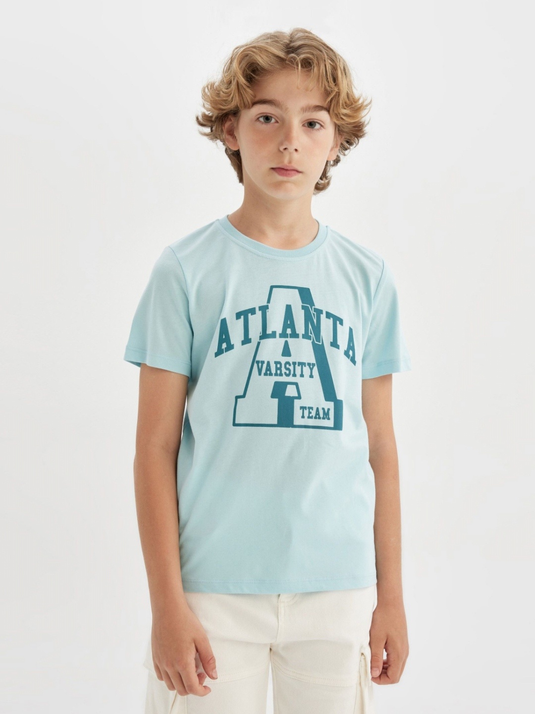 

DeFacto Boys Typography Printed Raw Edge T-shirt, Na
