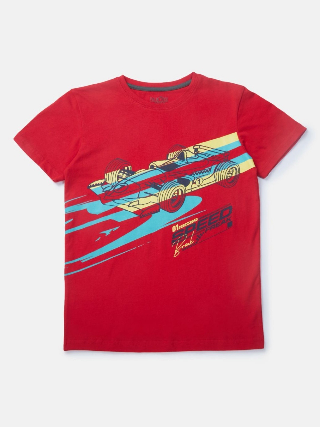 

Palm Tree Boys Graphic Printed Round Neck Cotton T-Shirt, Red