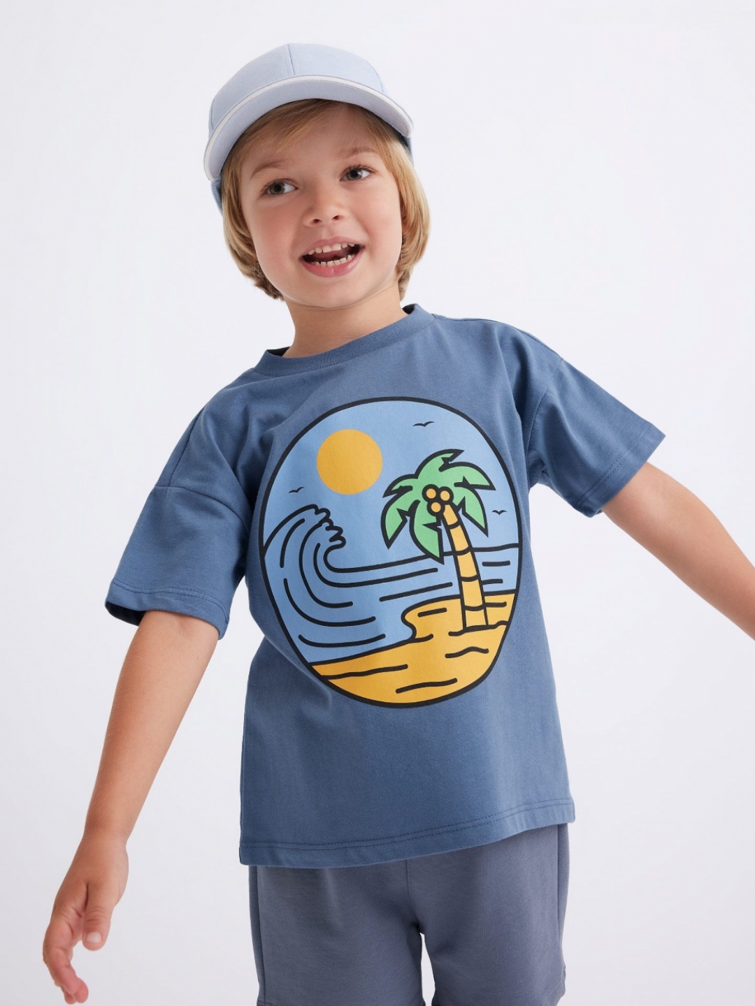 

DeFacto Boys Round Neck Cotton T-shirt, Blue