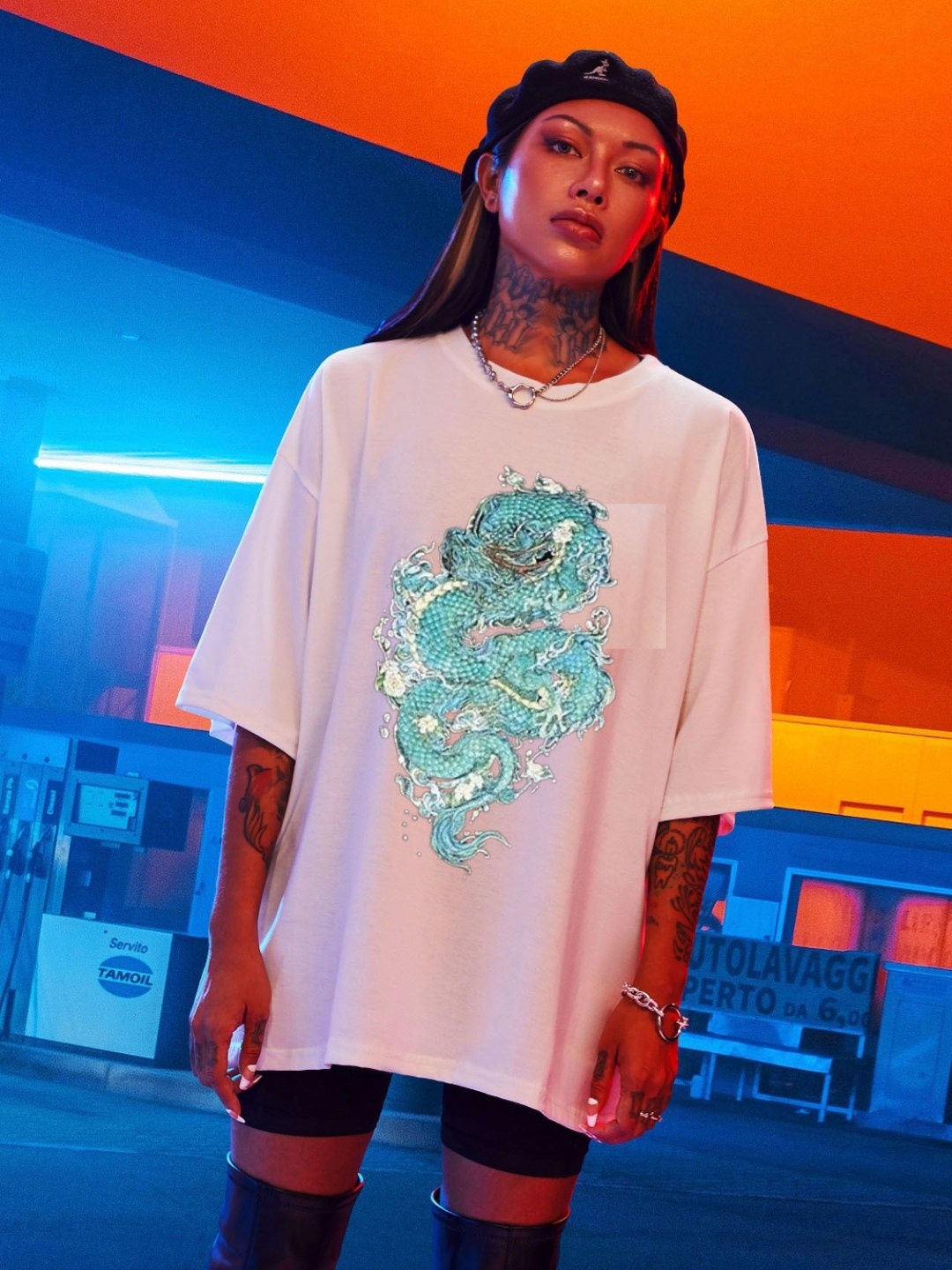 

REVEXO Women Printed Applique T-shirt, White
