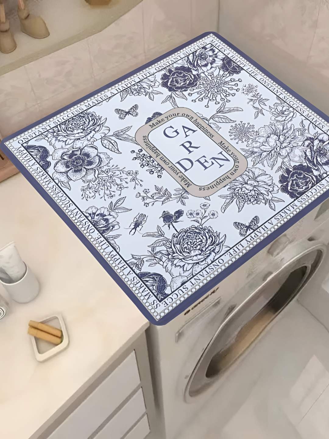 

Homecloud Grey & Blue Floral Printed Waterproof Washing Machine Cover