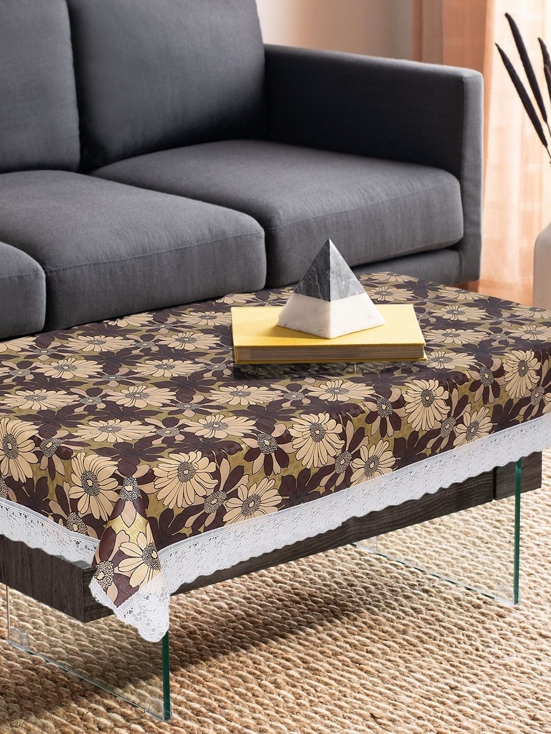 

LooMantha Brown & Beige Floral Printed Waterproof 4 Seater Table Cover