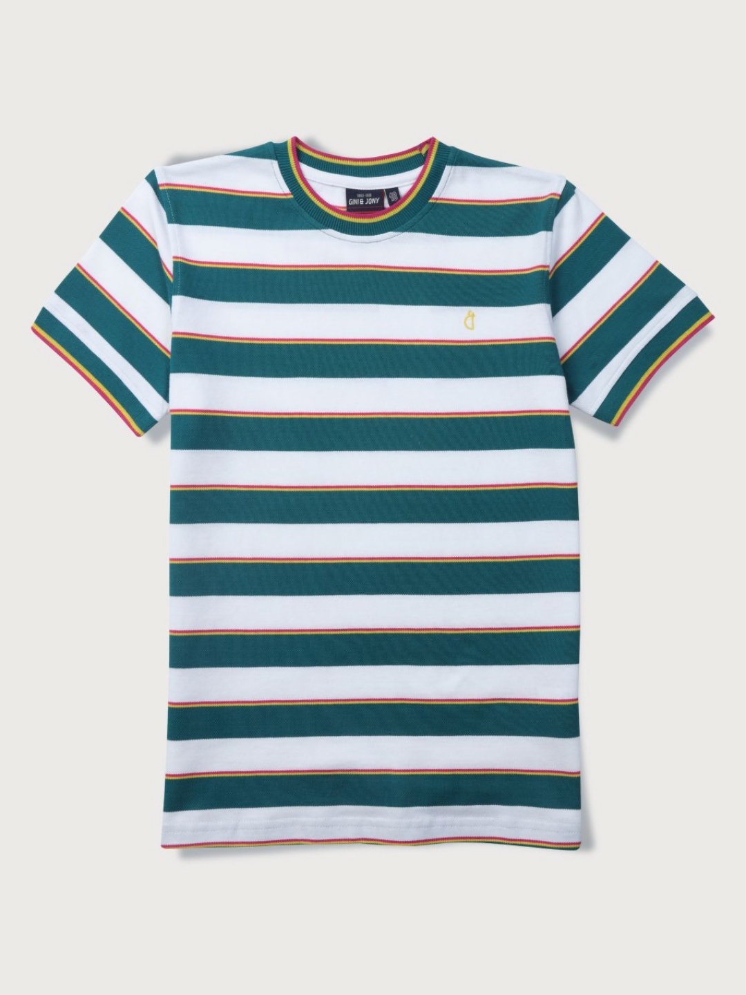 

Gini and Jony Boys Striped Round Neck Cotton T-shirt, Green