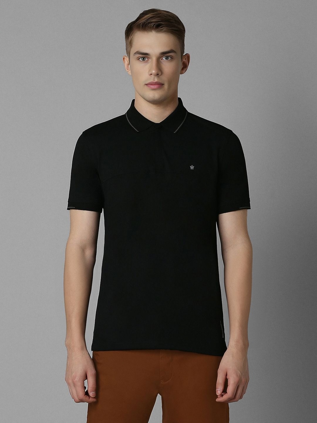 

Louis Philippe Sport Men Solid Polo Collar Cotton Slim Fit T-shirt, Black