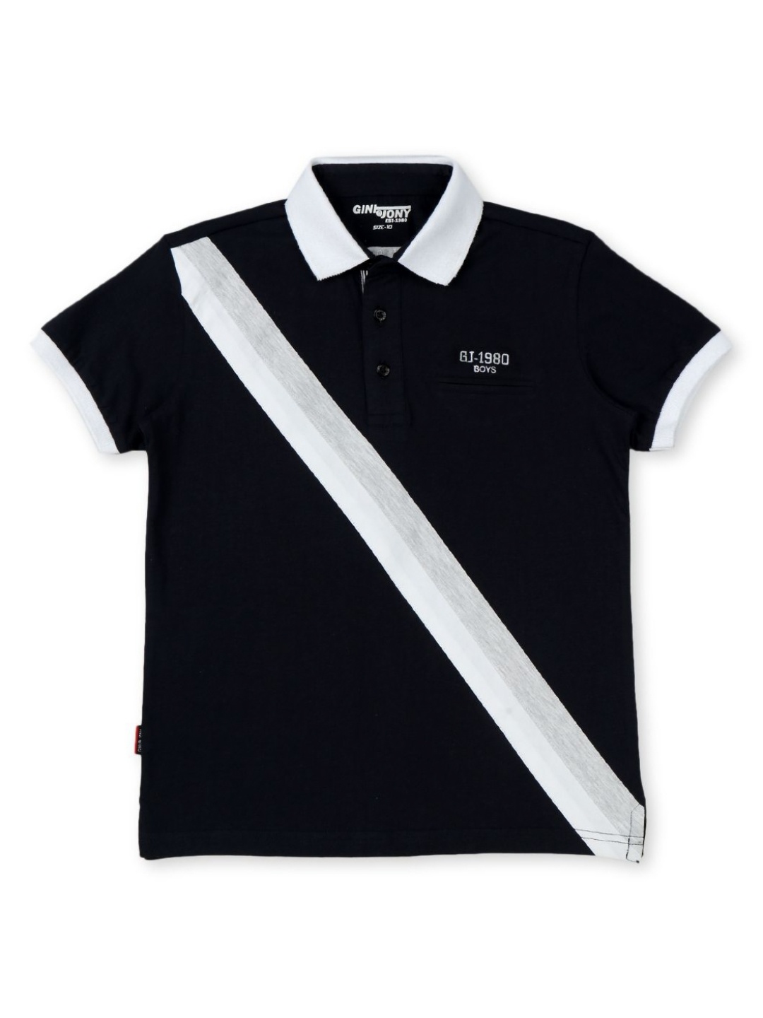 

Gini and Jony Boys Striped Polo Collar Cotton T-shirt, Navy blue