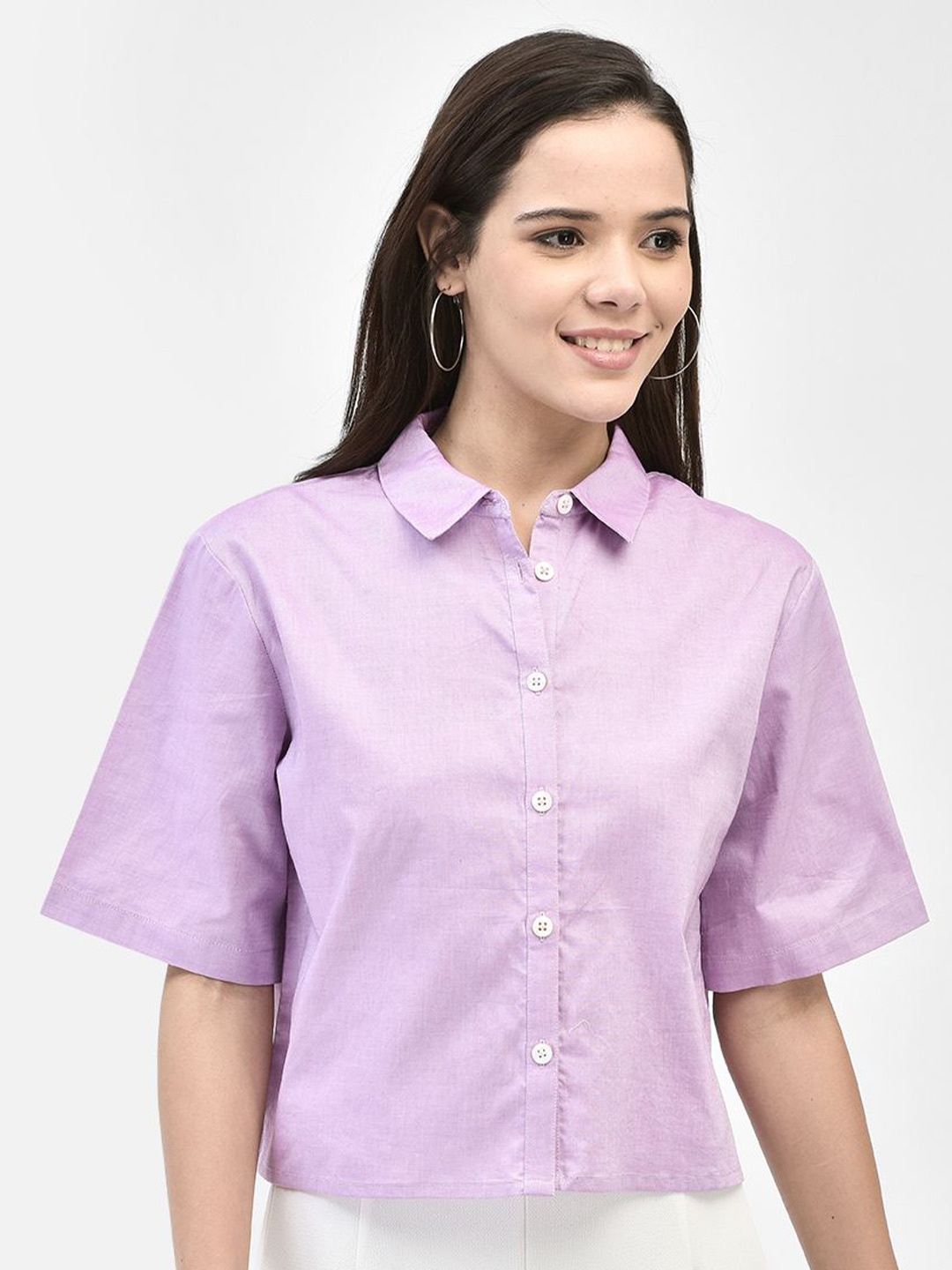 

FUTURO Women Solid Shirt Collar Top, Mauve