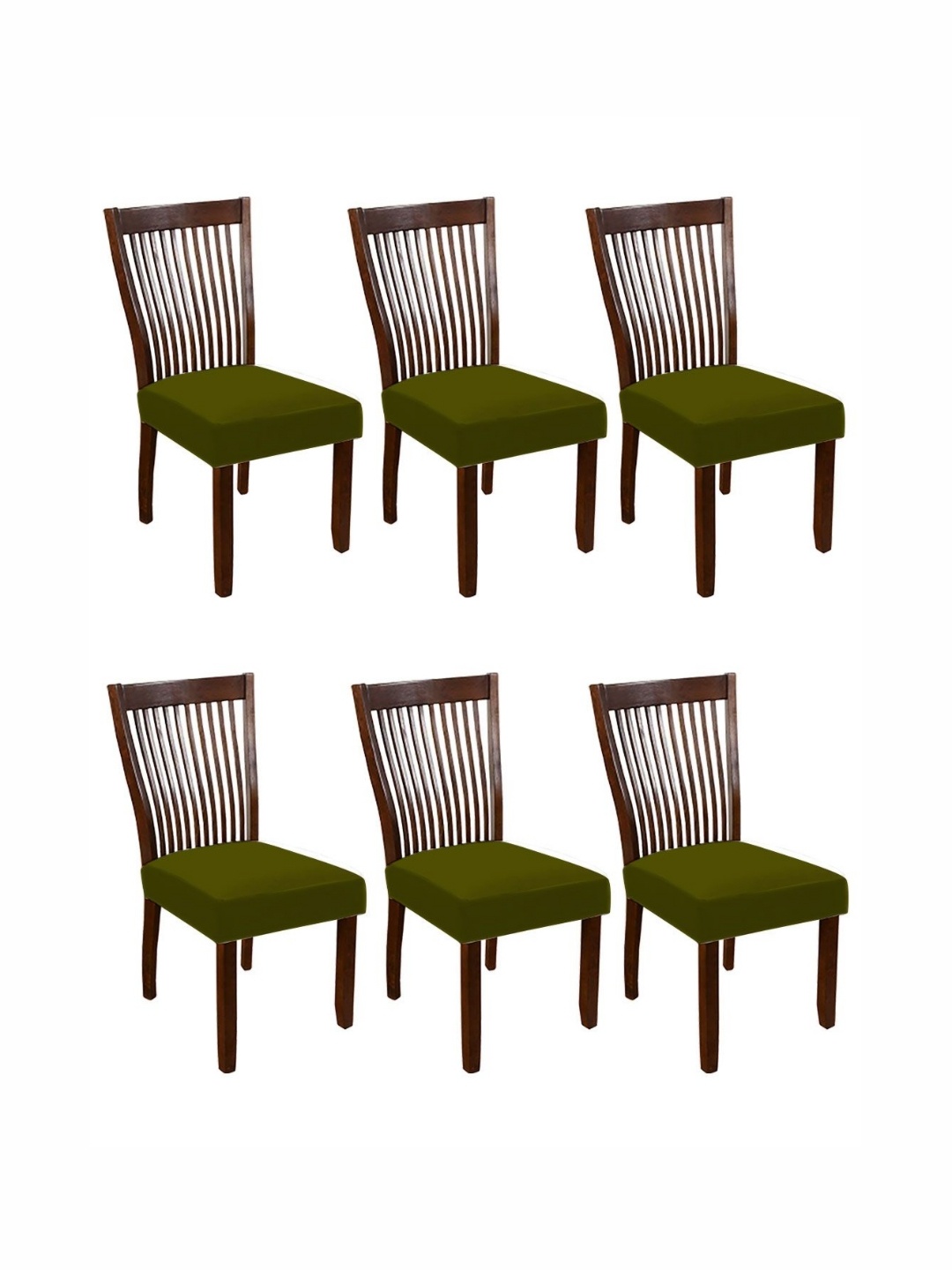 

Lazi Olive Green 6Pcs Dining Elastic Chair Seat Covers