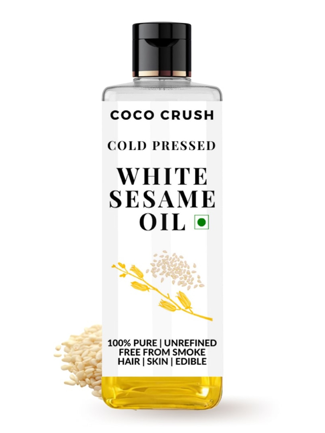 

Coco Crush Cold Pressed 100% Pure and Natural White Sesame Oil - 200ml, Yellow