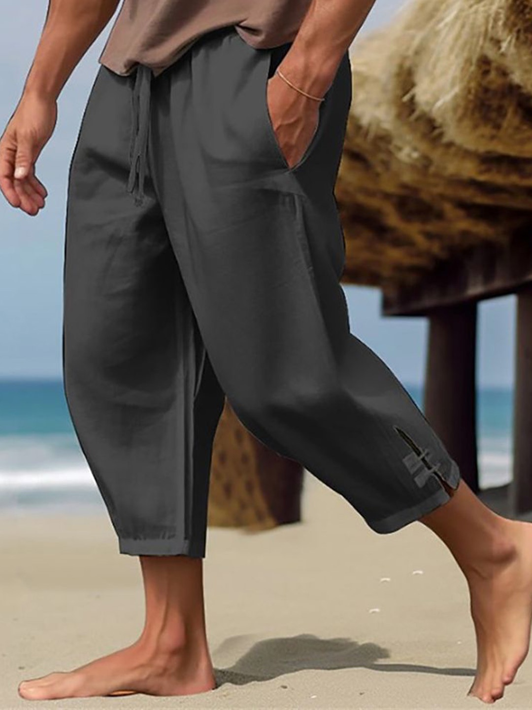 

StyleCast x Revolte Men Solid Mid-Rise Cigarette Loose Fit Trousers, Grey