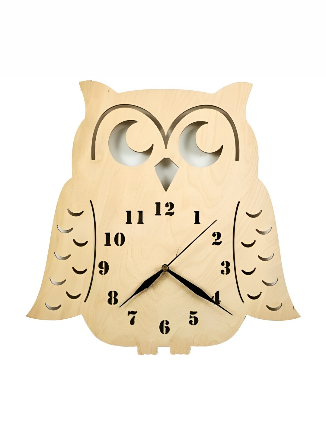 

QEZNEF Beige Textured Quirky Analogue Wooden Wall Clock Without Glass