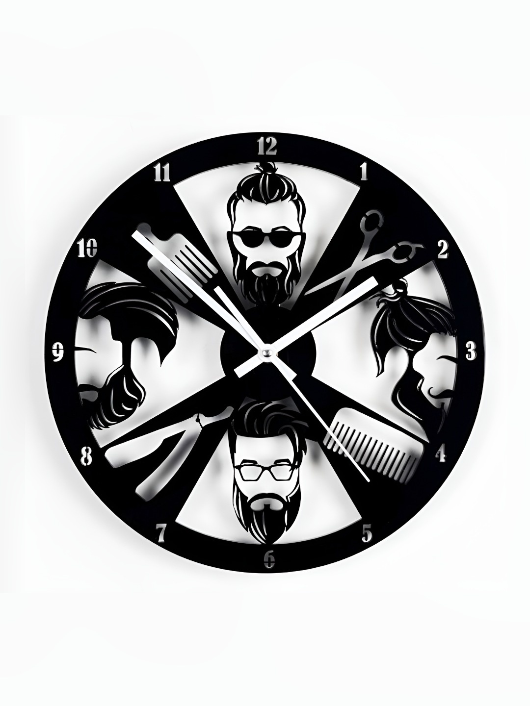 

QEZNEF Black Printed Round Shaped Contemporary Analogue Wall Clock