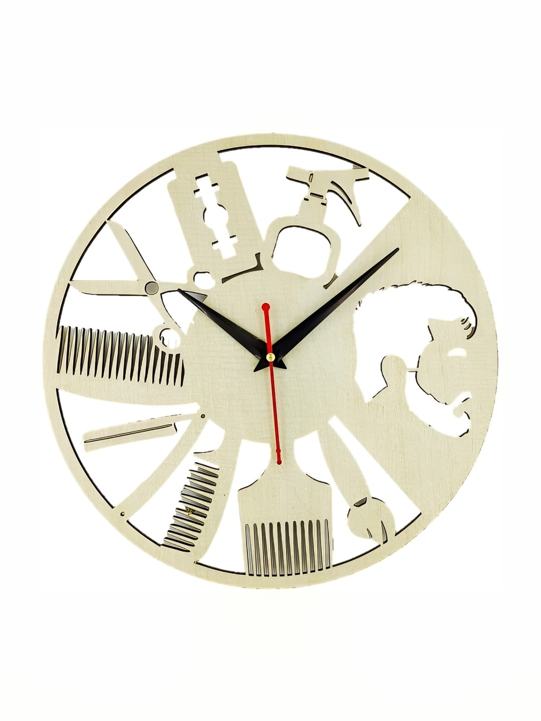 

QEZNEF Beige Textured Round Wooden Analogue Contemporary Wall Clock