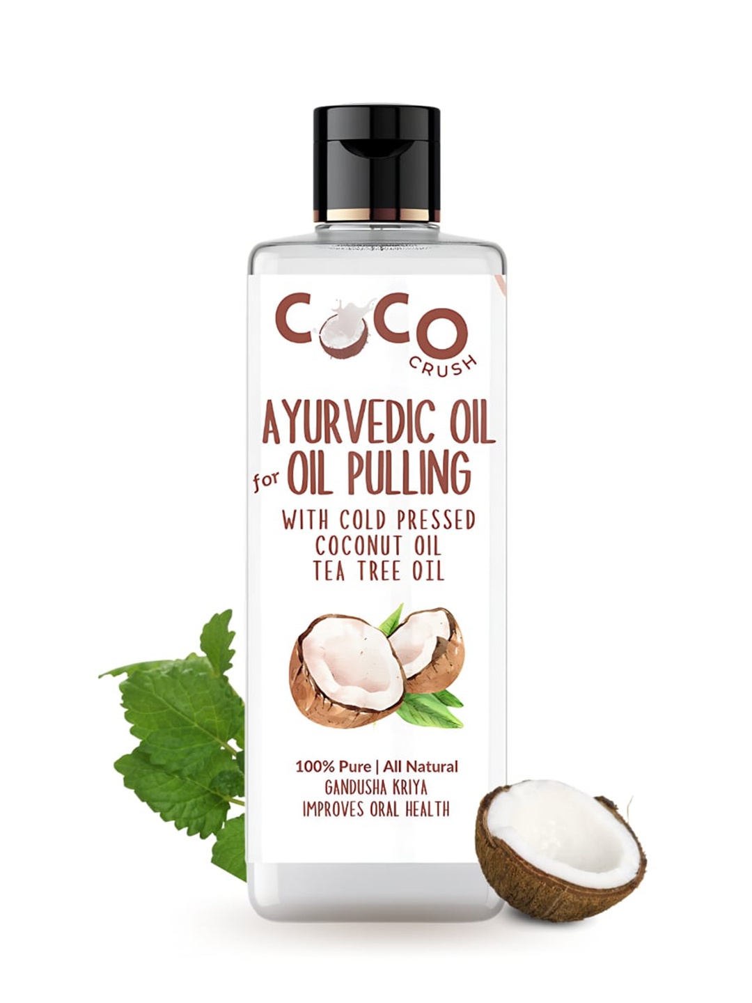 

Coco Crush Ayurvedic Coconut Oil & Tea Tree Oil For Oil Pulling-50ml, Transparent