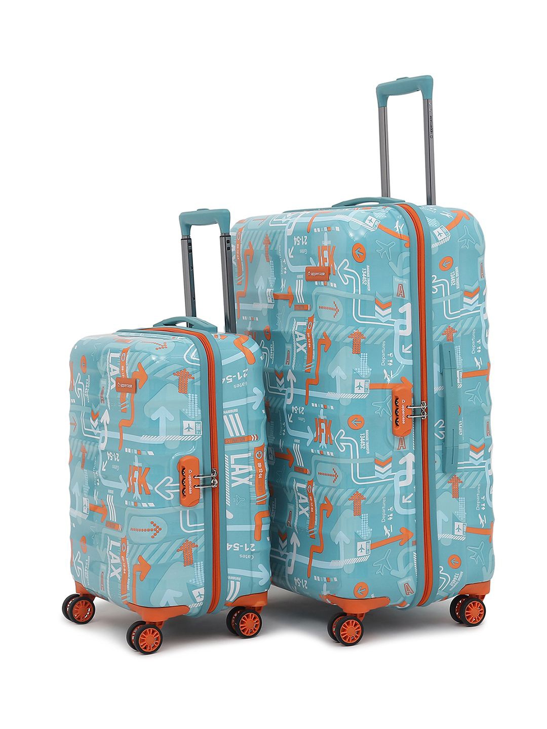 

uppercase JFK Unisex Set Of 2 Printed Hard-Sided Trolley Bags, Blue