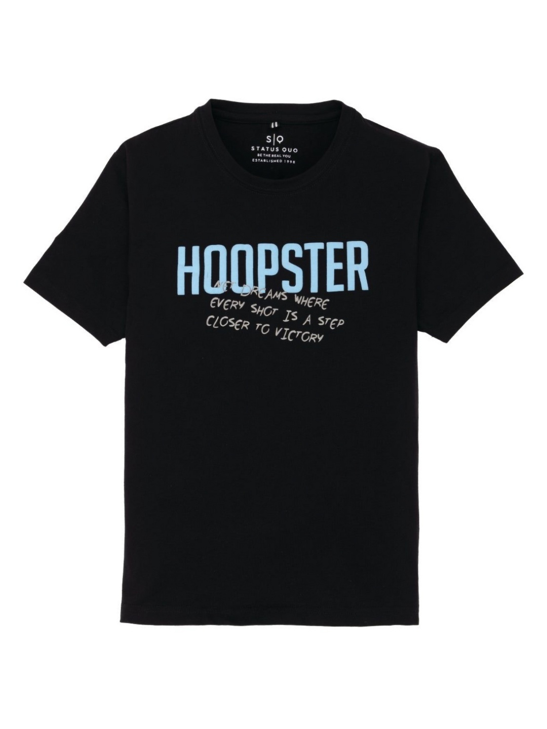 

Status Quo Boys Typography Printed Round Neck Cotton T-shirt, Black