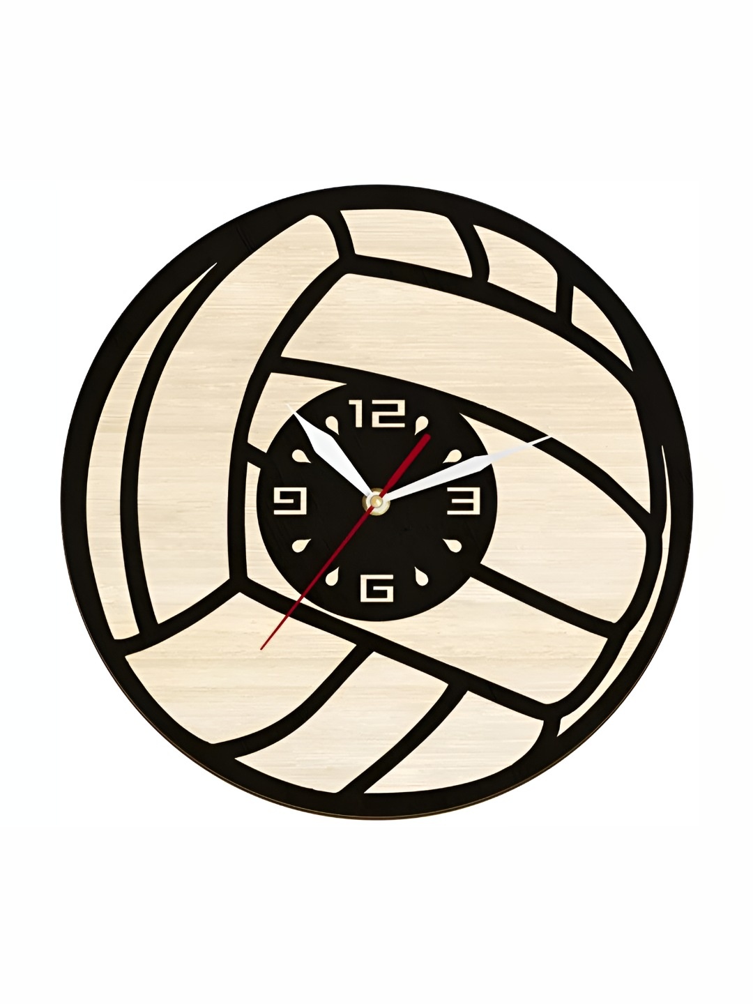 

QEZNEF Black Textured Round Contemporary Analogue Wooden Wall Clock Without Glass