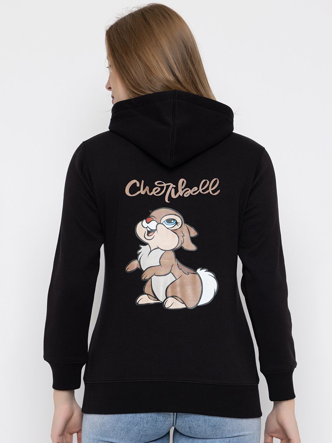 

Cheribell Women Solid Hood Pullover Sweatshirt, Black