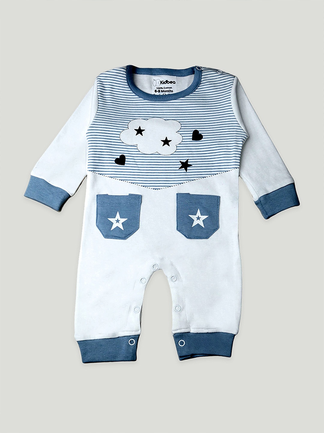

Kidbea Infant Striped Organic Cotton Romper, Blue