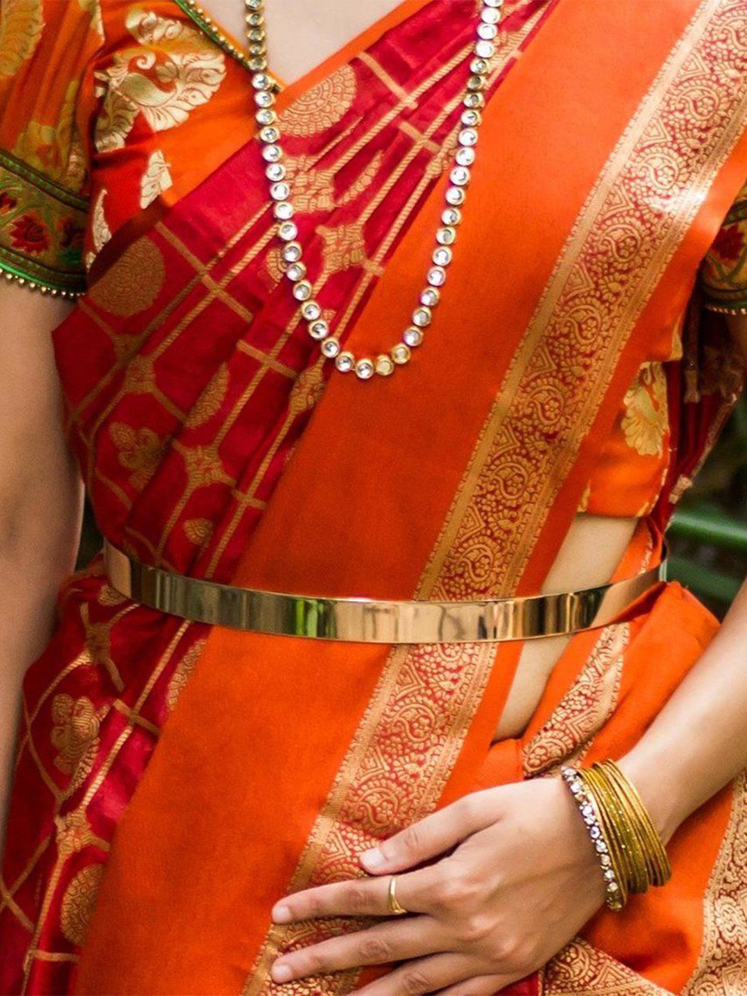 

Fabme Adjustable Metal Saree Belt, Gold
