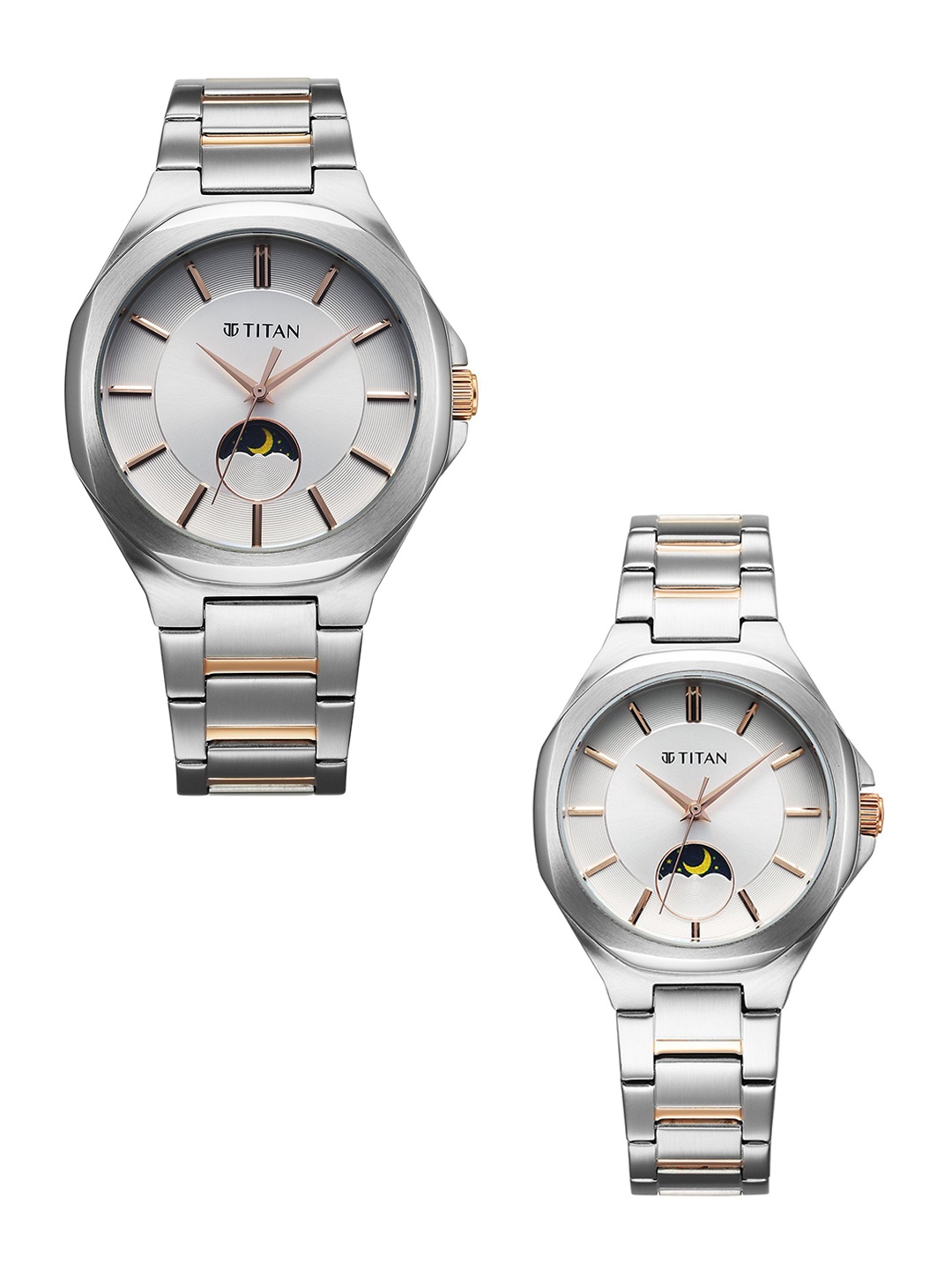 

Titan Unisex Dial & Stainless Steel Bracelet Style Straps Analogue Watch, Silver