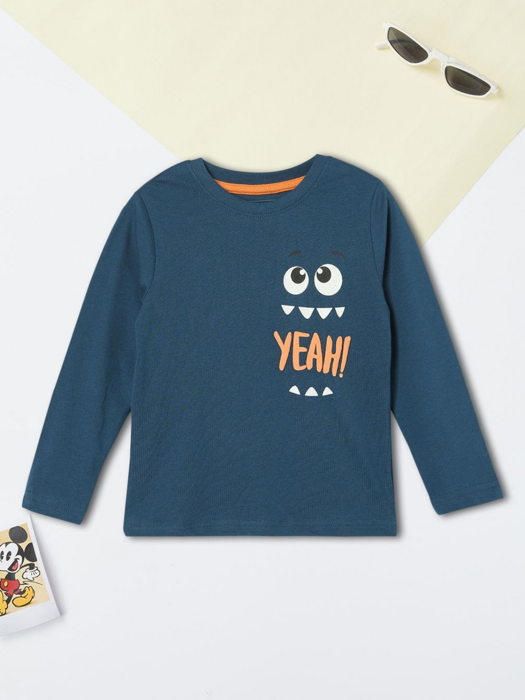 

max Boys Graphic Printed Round Neck Cotton T-shirt, Blue