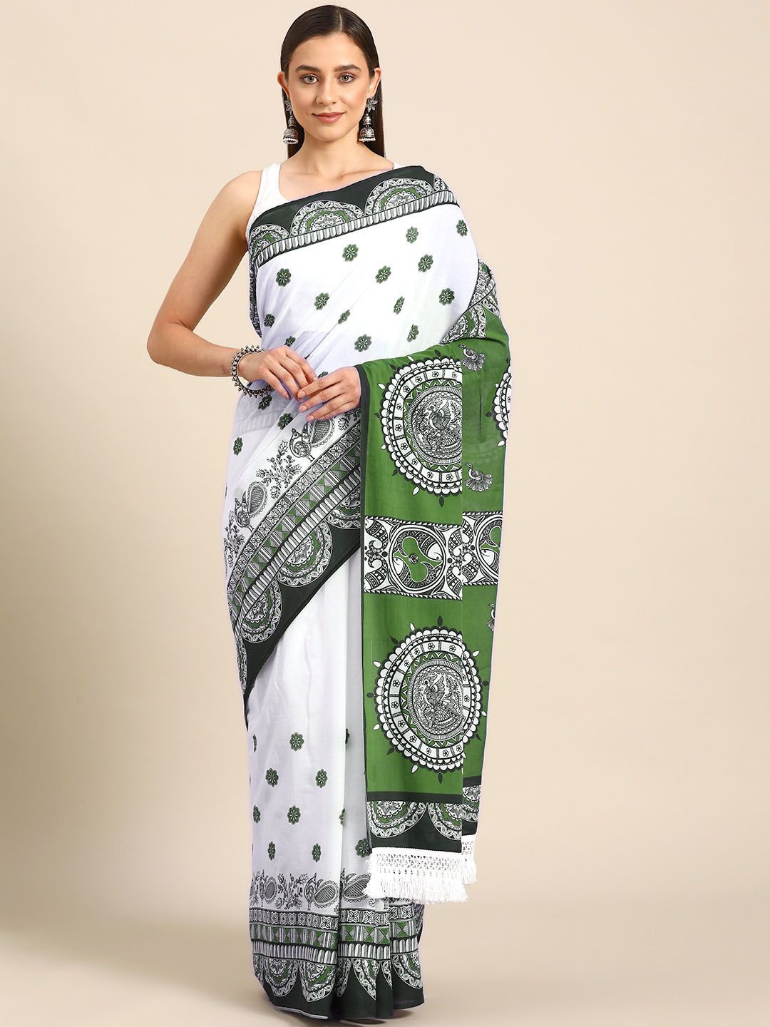 

BUTA BUTI Ethnic Motifs Pure Cotton Saree, Green