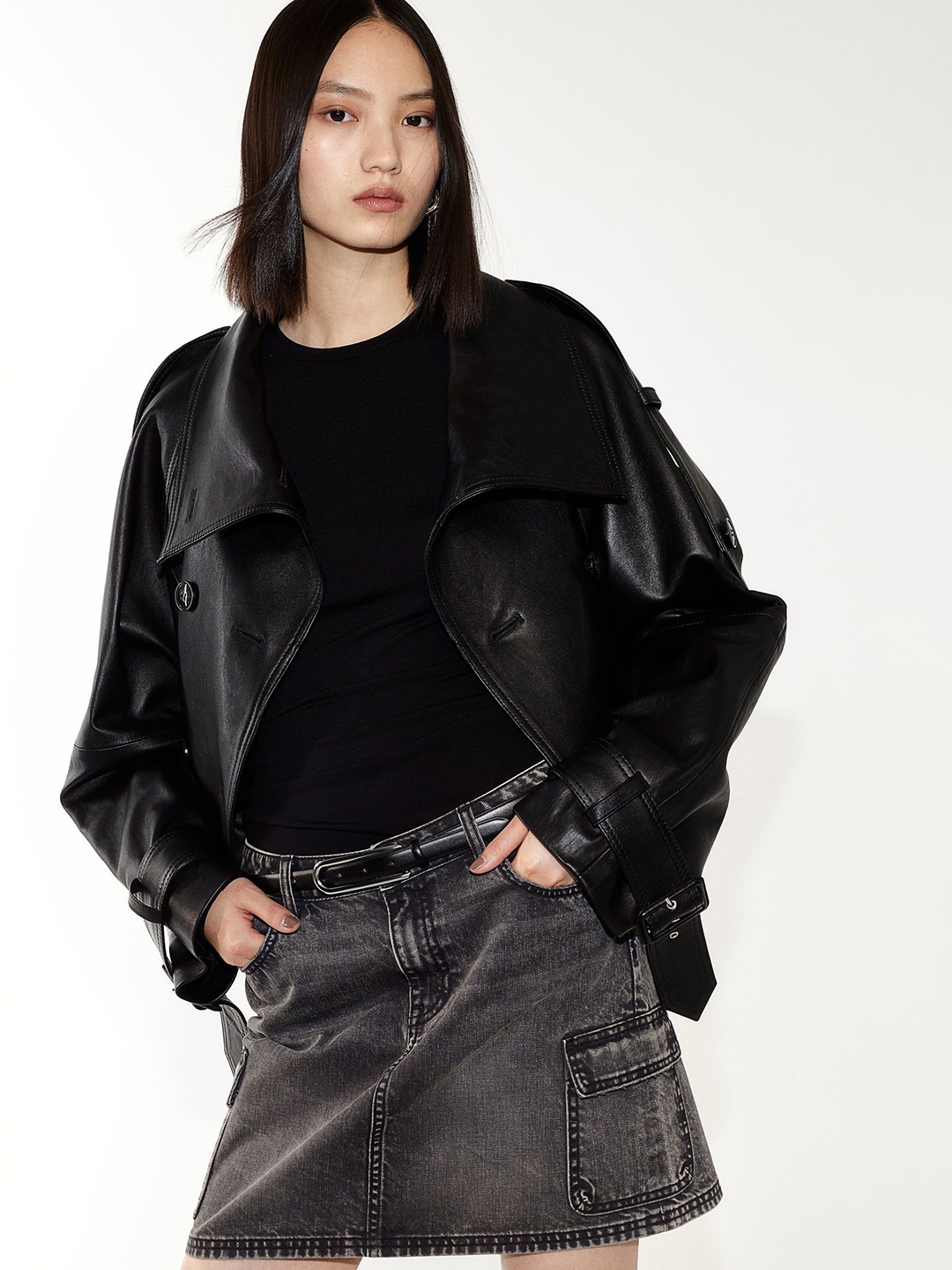

H&M Denim Cargo Mini Skirt, Grey