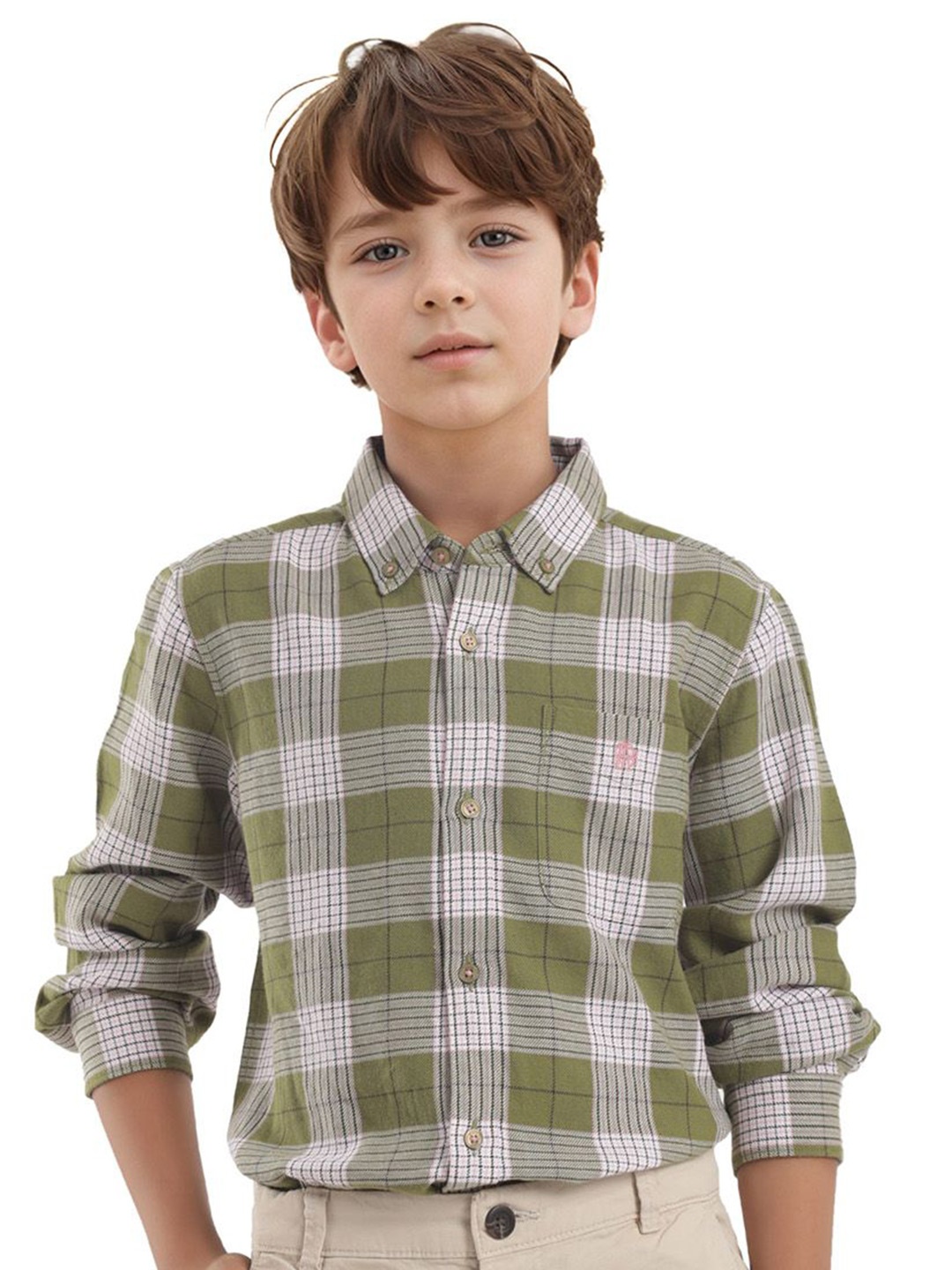 

Rare Ones Boys Checked Shirt, Olive