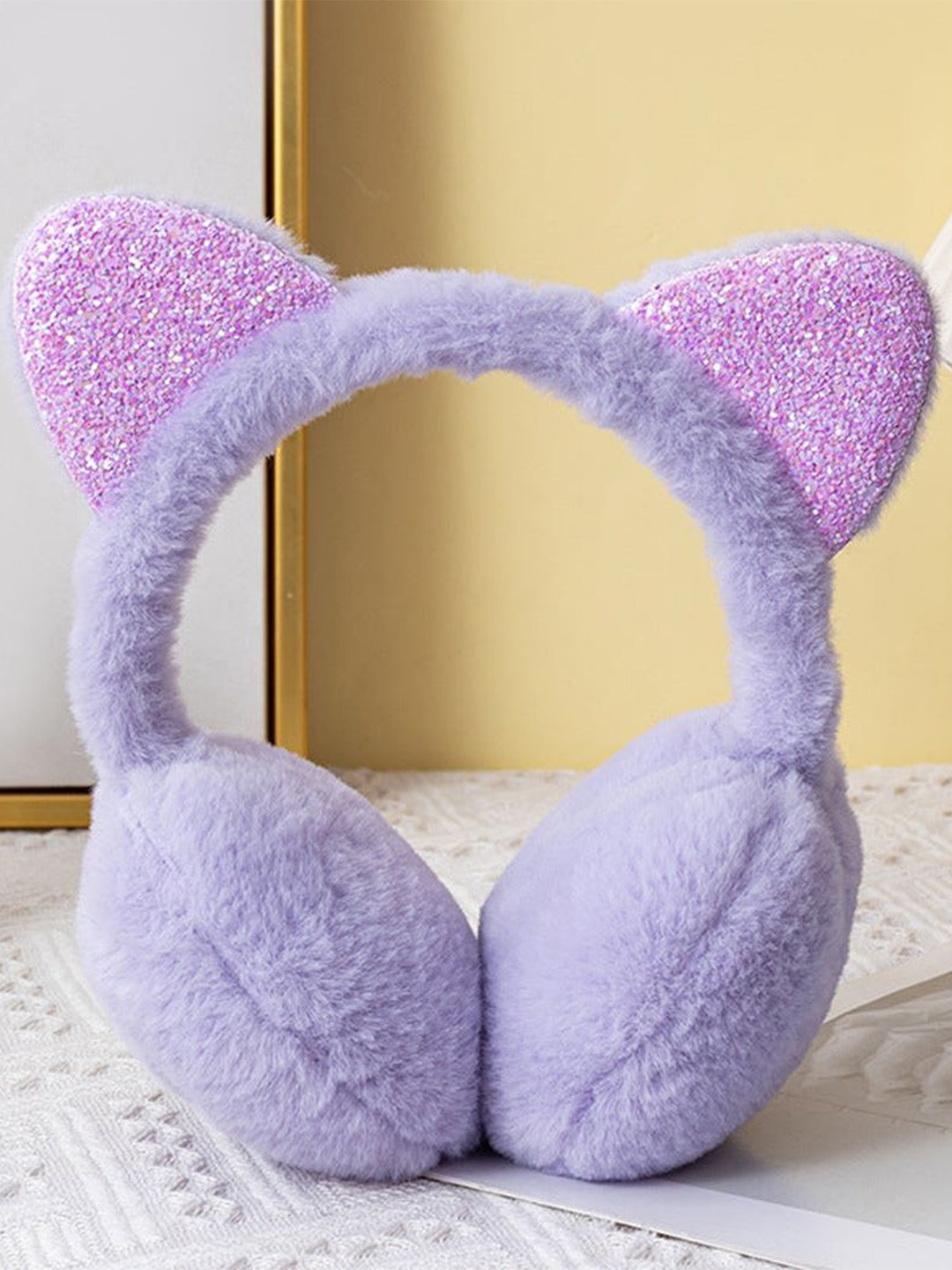 

SYGA Girls Kitty-Design Cold Protection Fur Earmuffs Headband, Purple