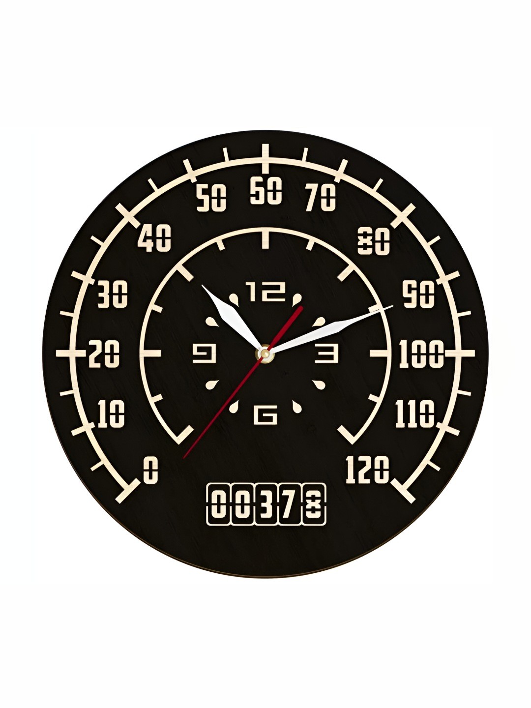 

QEZNEF Black Textured Round Contemporary Analogue Wooden Wall Clock Without Glass