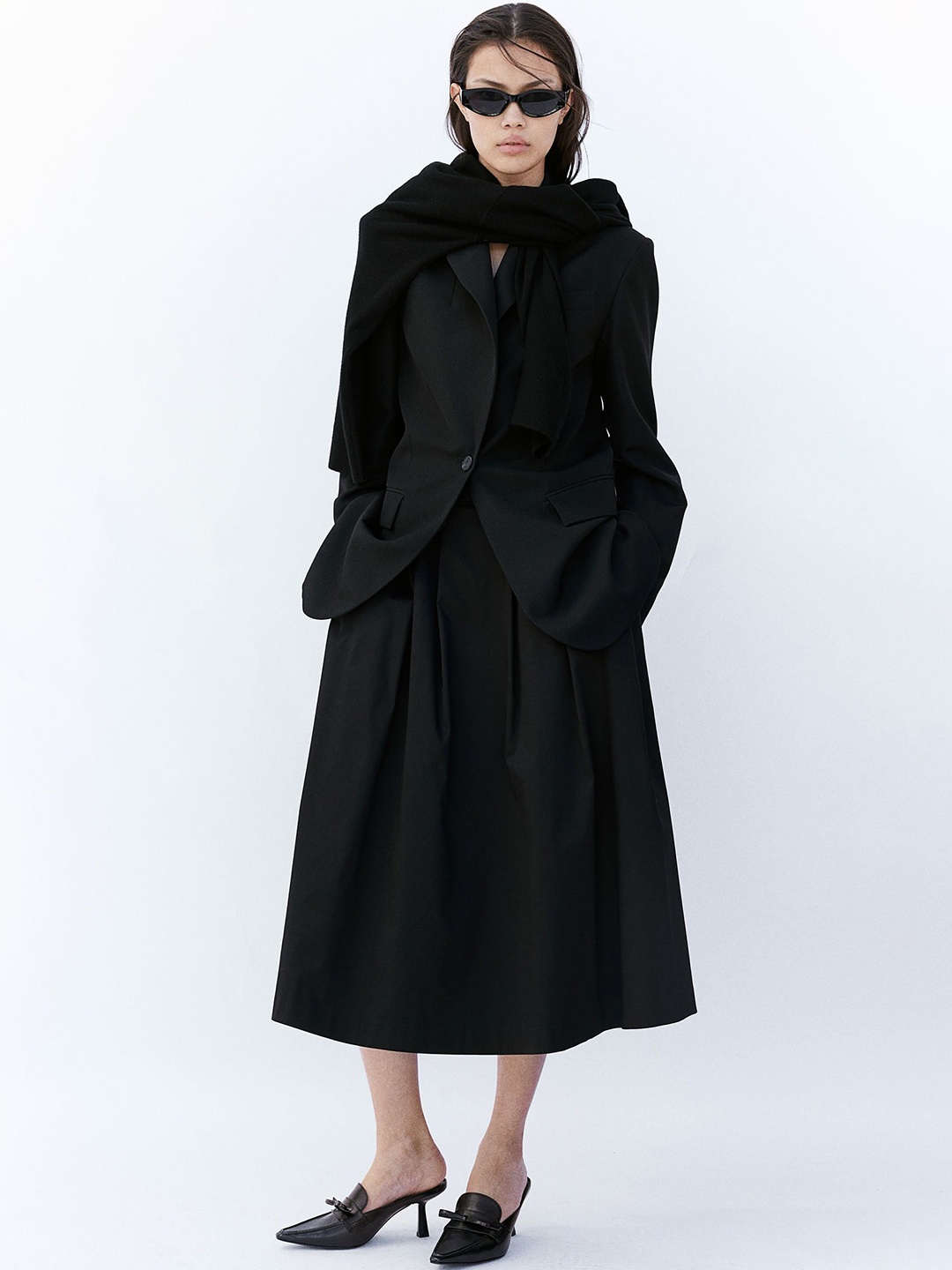 

H&M Women Pleated Satin Skirts, Black