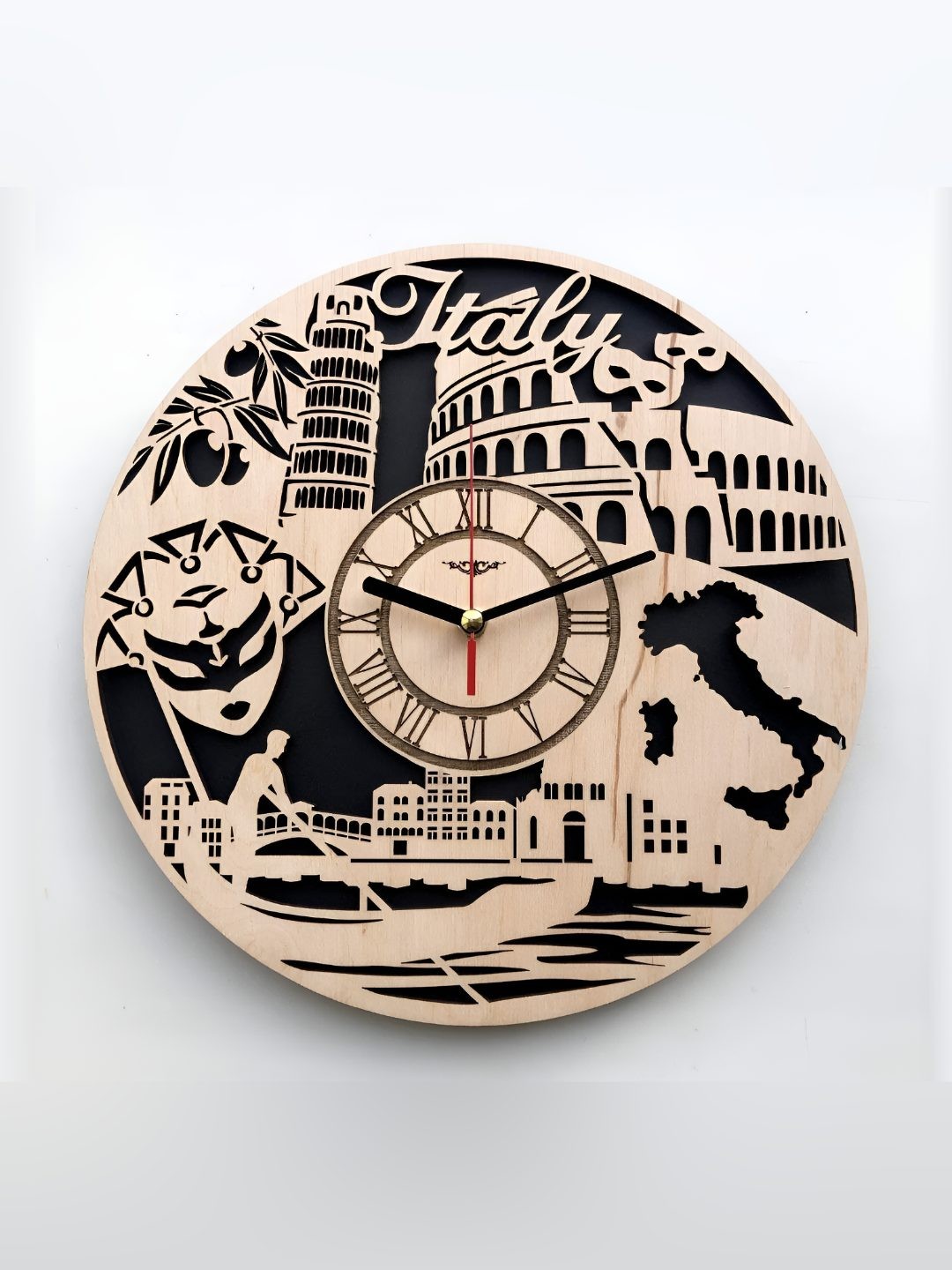 

QEZNEF Beige Textured Round Contemporary Analogue Wooden Wall Clock Without Glass