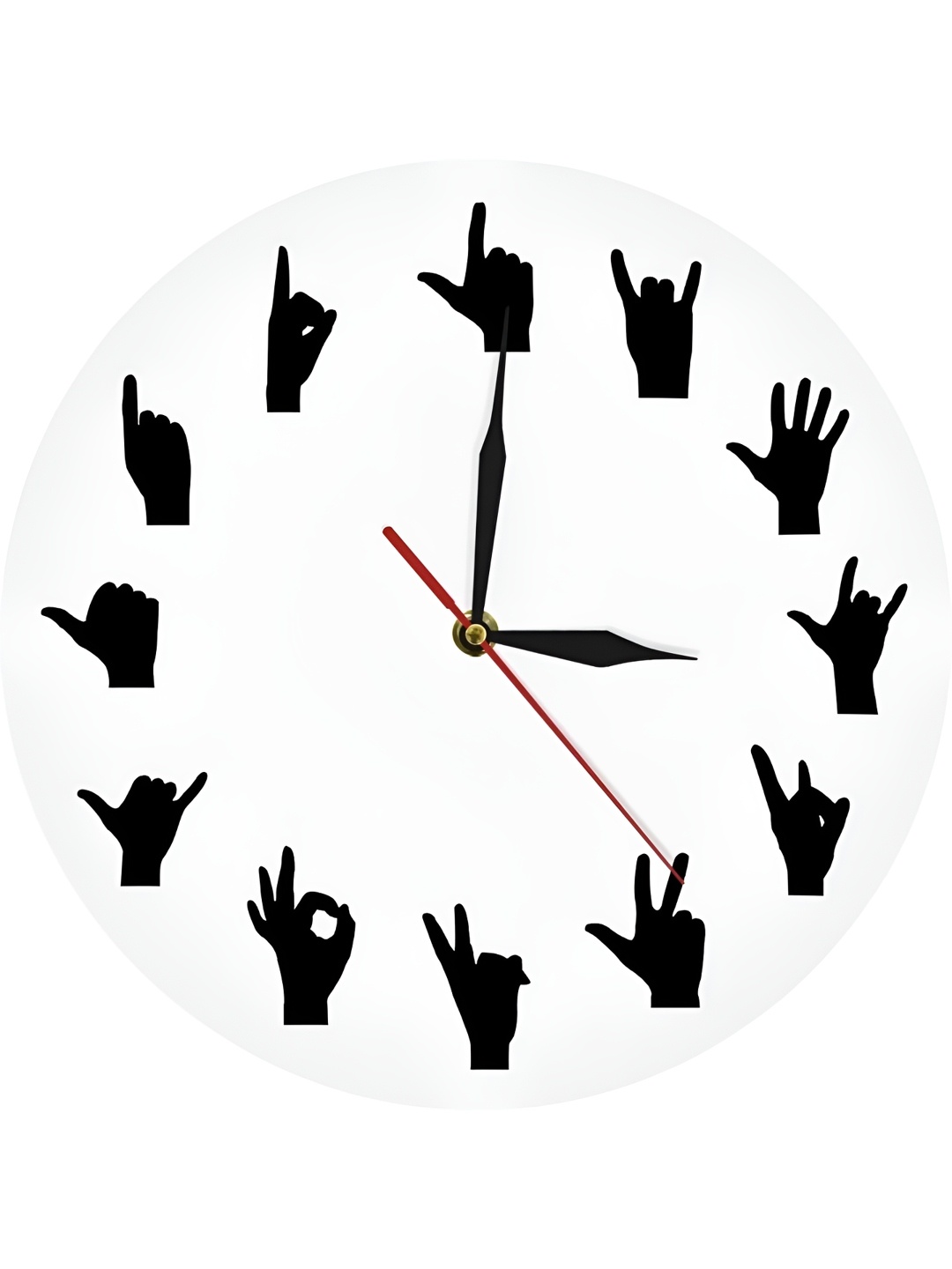 

QEZNEF White Printed Round Contemporary Analogue Wooden Wall Clock Without Glass