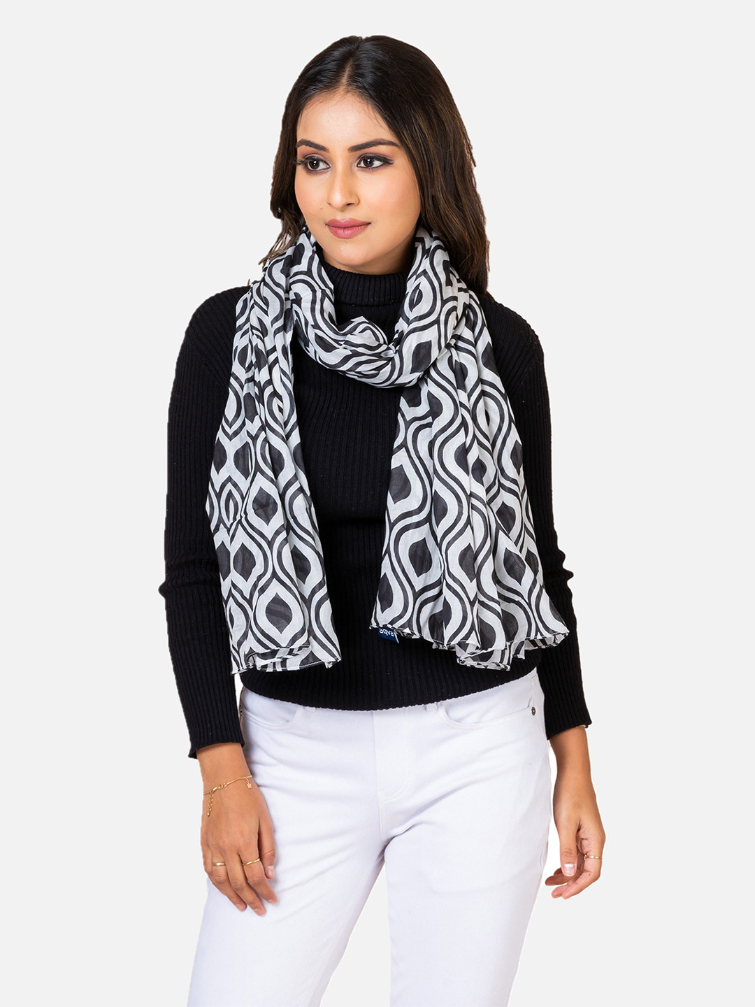 

AQVA Women Printed Scarf, Black