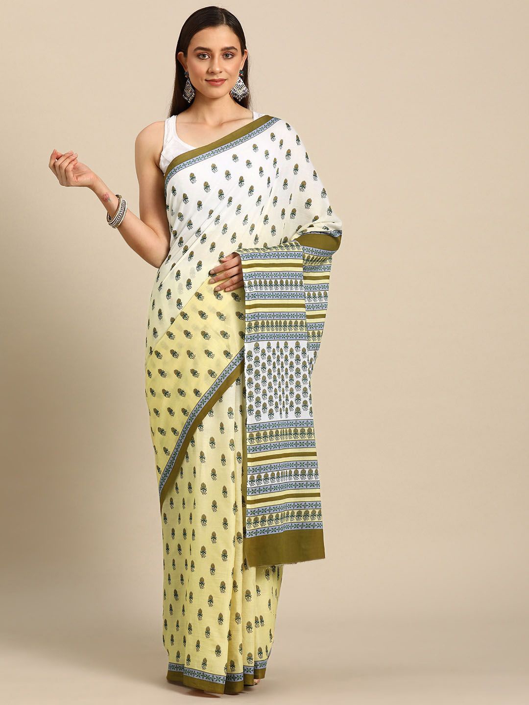 

BUTA BUTI WomenPure Cotton Saree, White