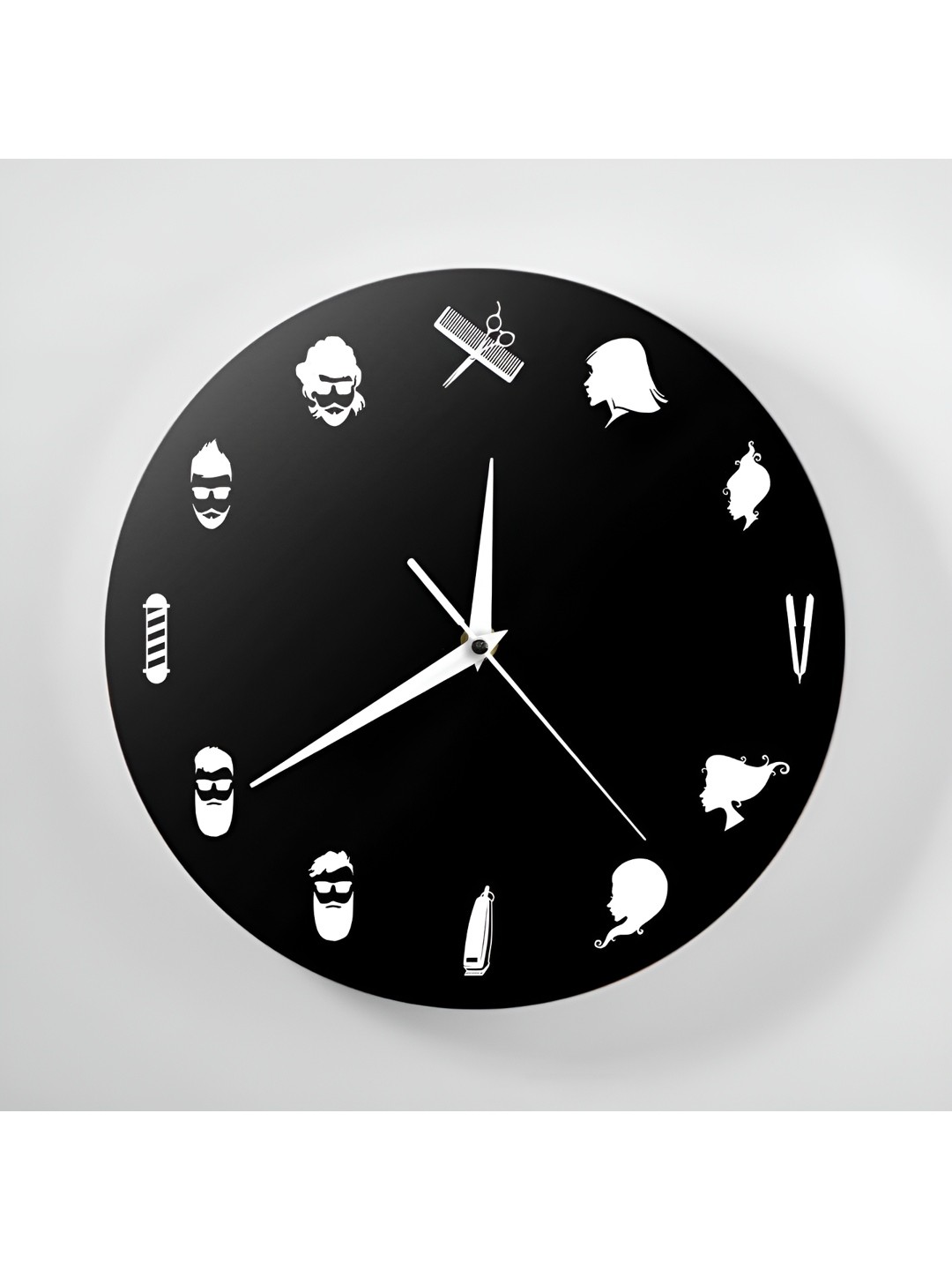 

QEZNEF Black & White Printed Analogue Wooden Contemporary Wall Clock