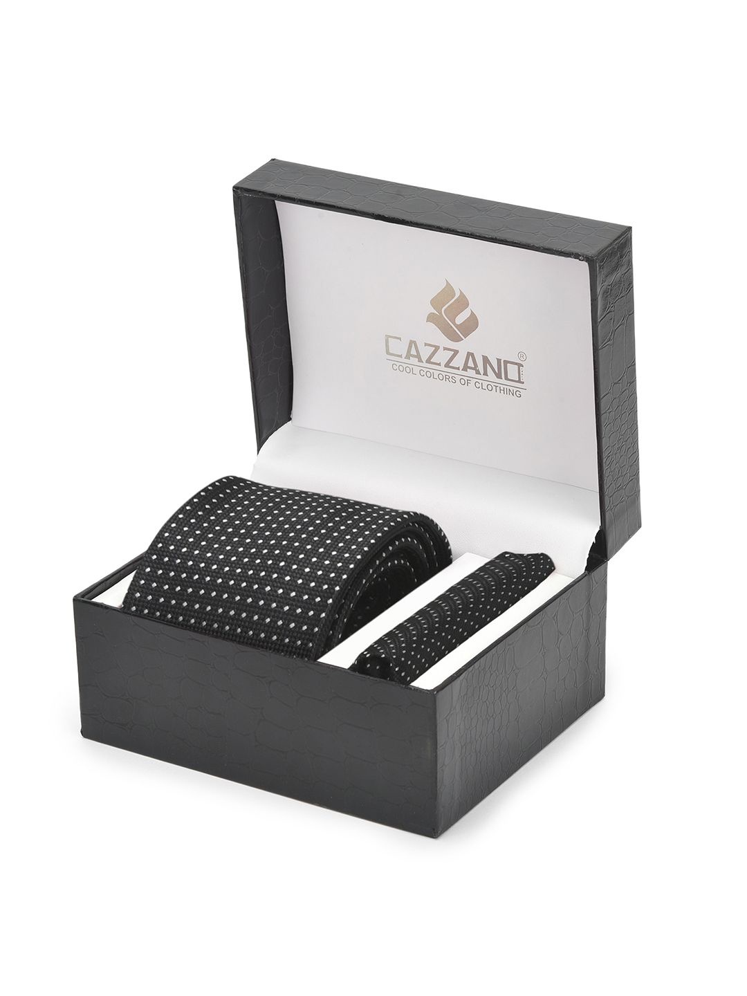 

Cazzano Men Accessory Gift Set Of Tie and Pocket Square, Black