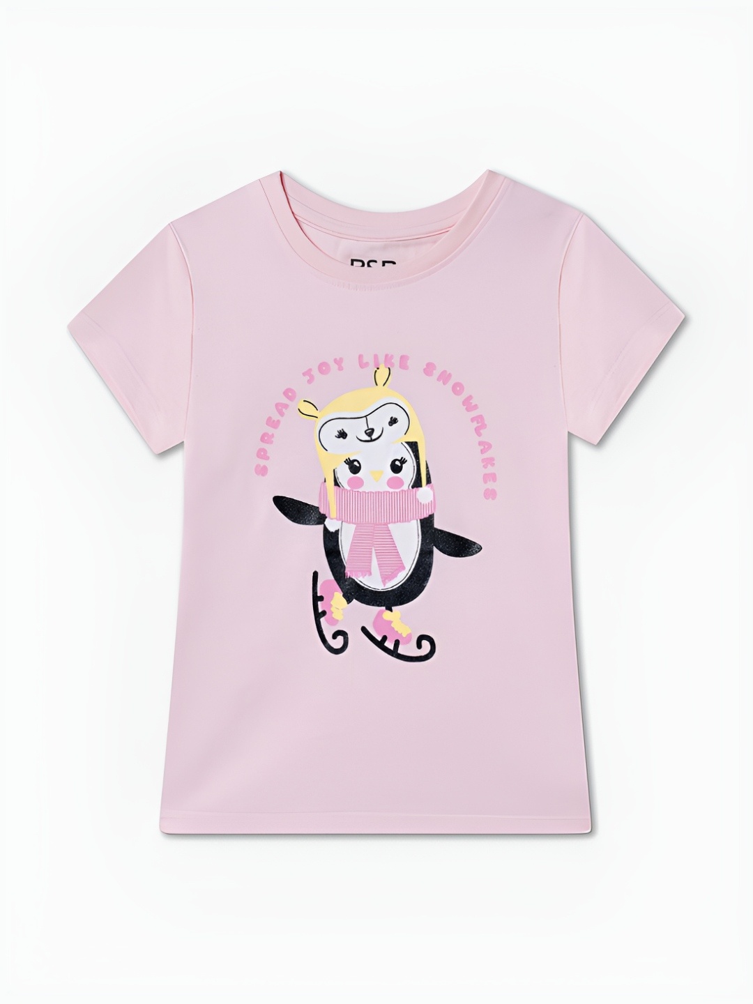 

R&B Girls Typography Printed Applique T-shirt, Pink