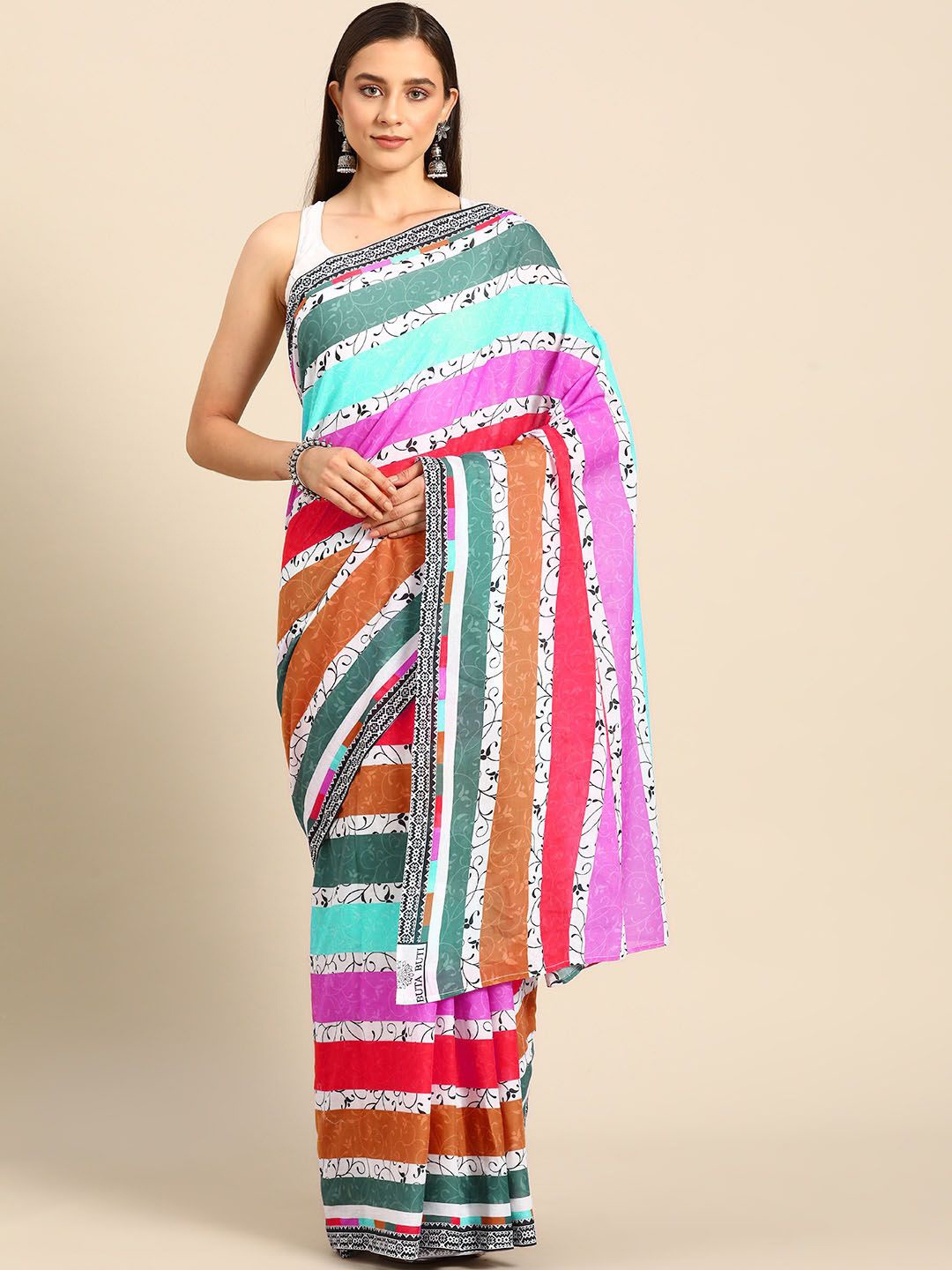 

BUTA BUTI Floral Pure Cotton Saree, Blue