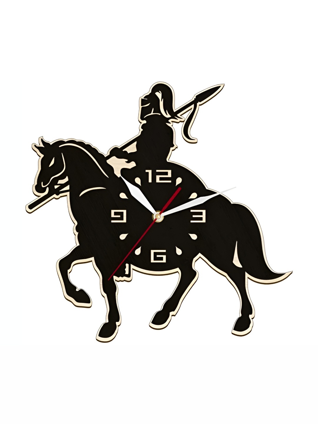 

QEZNEF Black & Beige Animal Shaped Contemporary Analogue Wooden Wall Clock