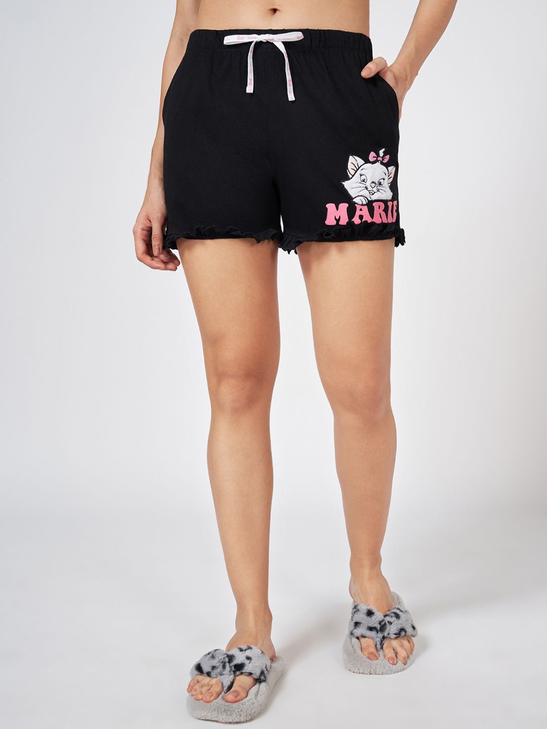 

Dreamz by Pantaloons Printed Pure Cotton Lounge Shorts, Black