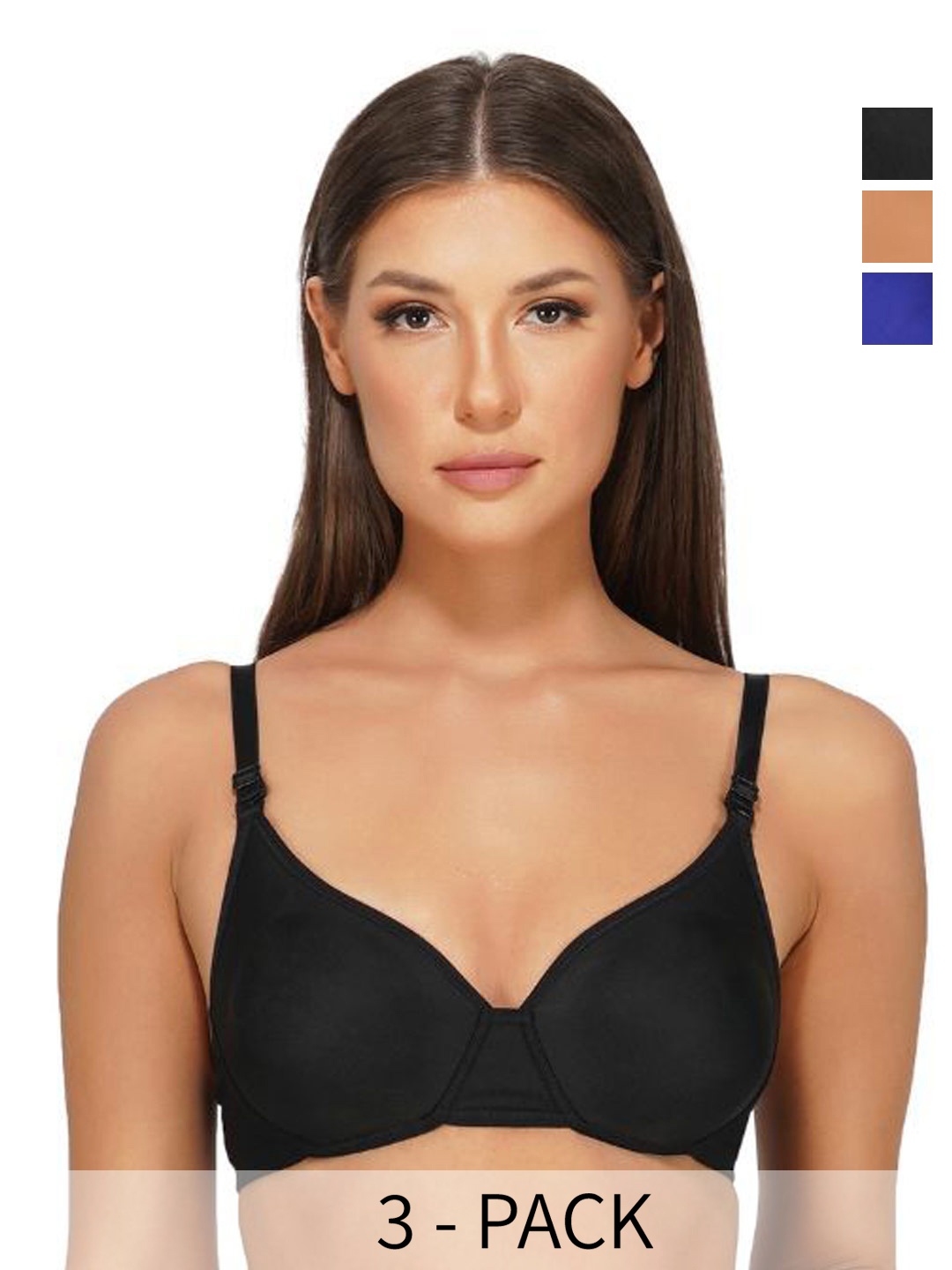 

INGRID Women Durable & Long Lasting Cotton Everyday Underwired Padded Bra, Black